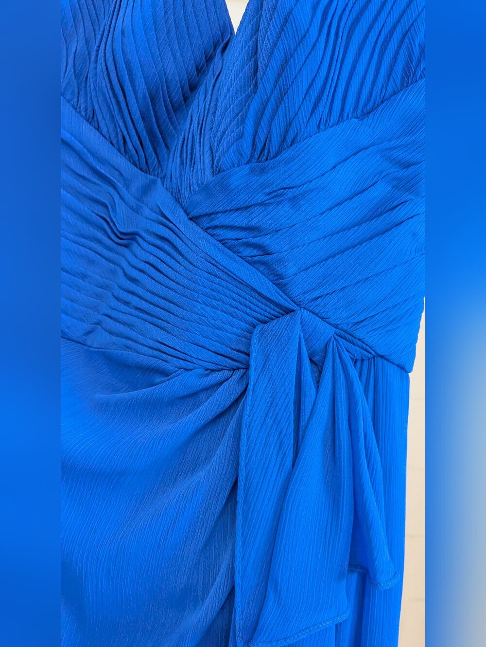 Elegant Royal Blue Pleated Halter Bridesmaid Dress